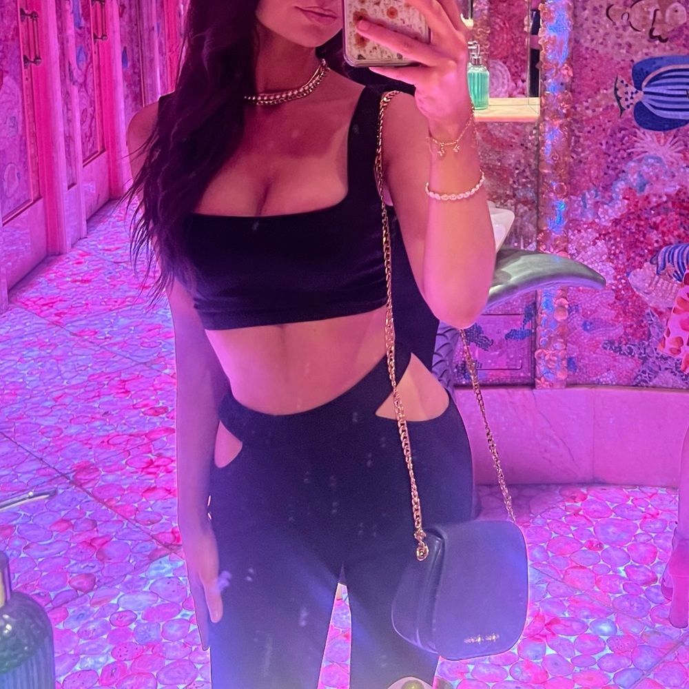 SOLD - Black Cut Out Flare Pants